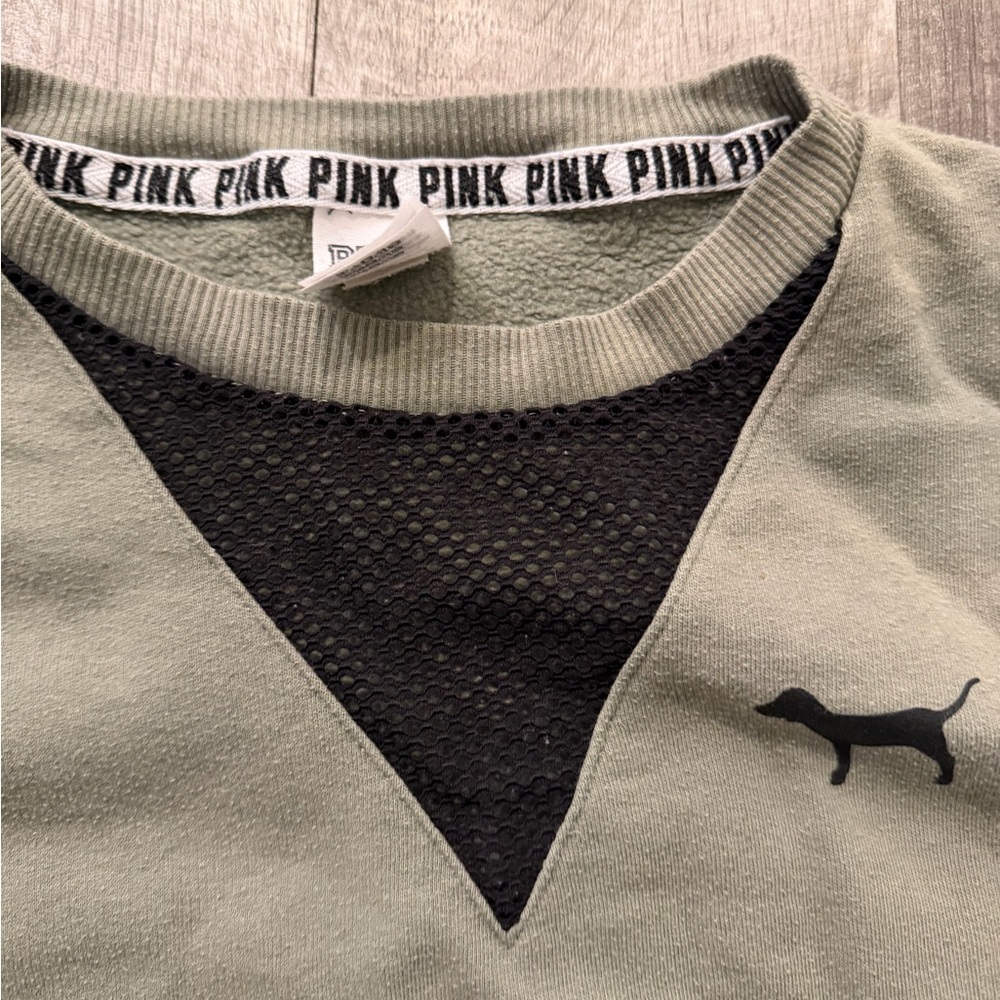 PINK Victoria's Secret Olive Green Sweatshirt - Picture 4 of 5